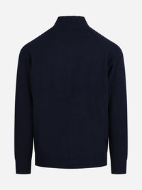 Cardigan Galway in lana d’agnello blu - vista posteriore