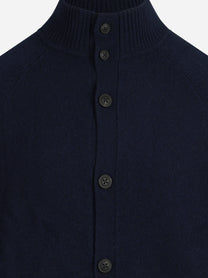Cardigan Galway in lana d’agnello blu - dettaglio del prodotto