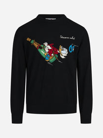 Maglia Heron Light con ricamo nera - vista frontale