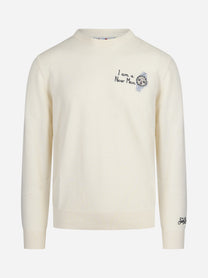 Maglia Heron con ricamo New Man bianco - vista frontale