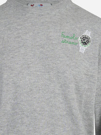 Maglia Heron con ricamo Good Vibes grigio - dettaglio del prodotto