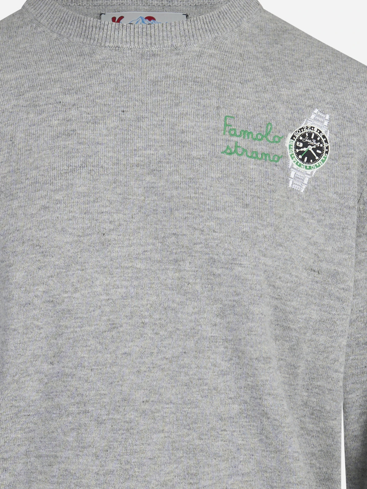 Maglia Heron con ricamo Good Vibes grigio - dettaglio del prodotto