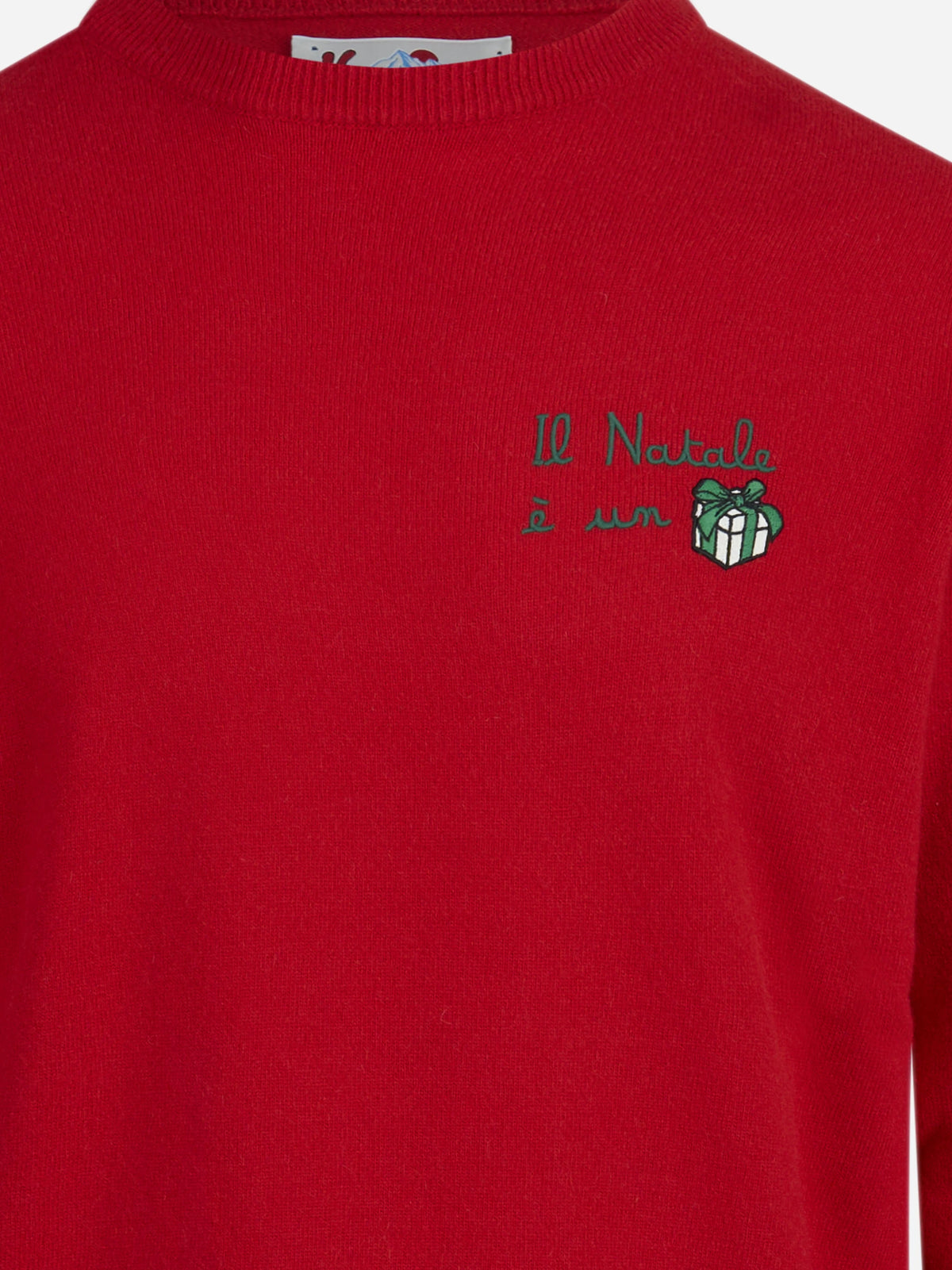 Maglia Heron con ricamo natalizio rossa - dettaglio del prodotto