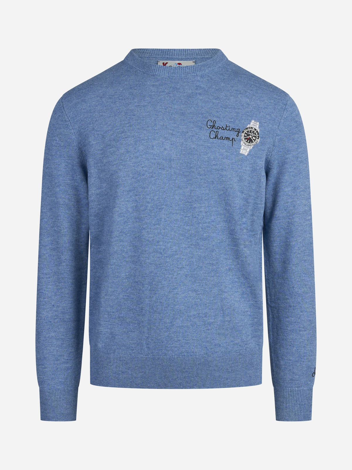 Maglia Heron con ricamo Christmas Charm celeste - vista frontale