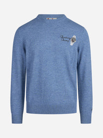 Maglia Heron con ricamo Christmas Charm celeste - vista frontale