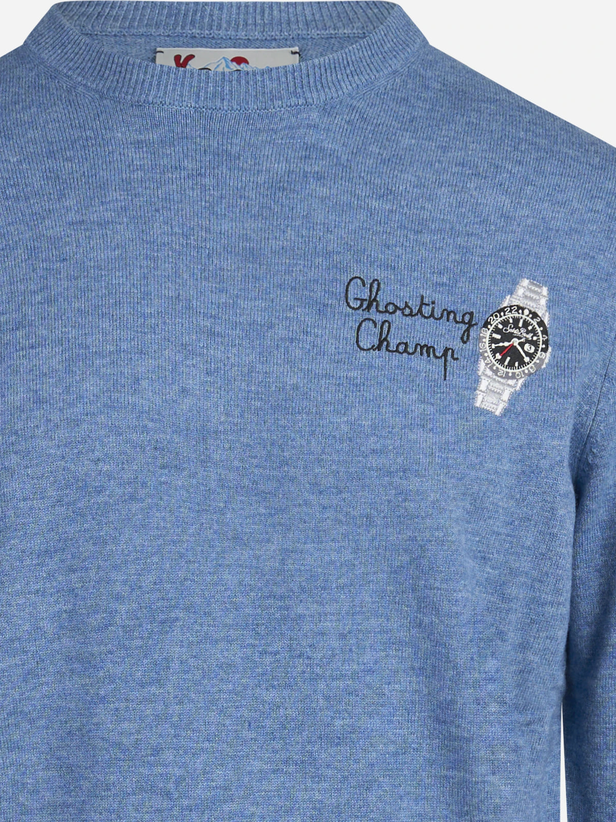 Maglia Heron con ricamo Christmas Charm celeste - dettaglio del prodotto