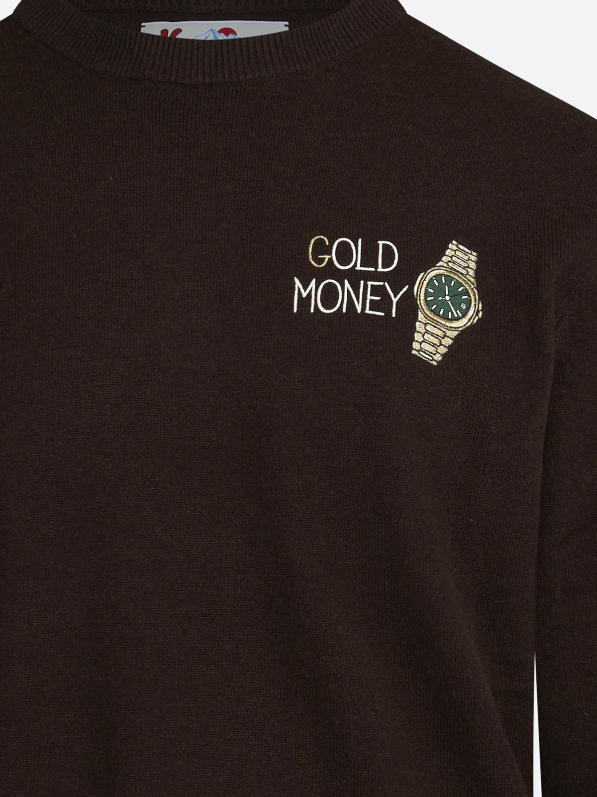 Maglia Heron Light Gold Money marrone - dettaglio del ricamo o della costruzione
