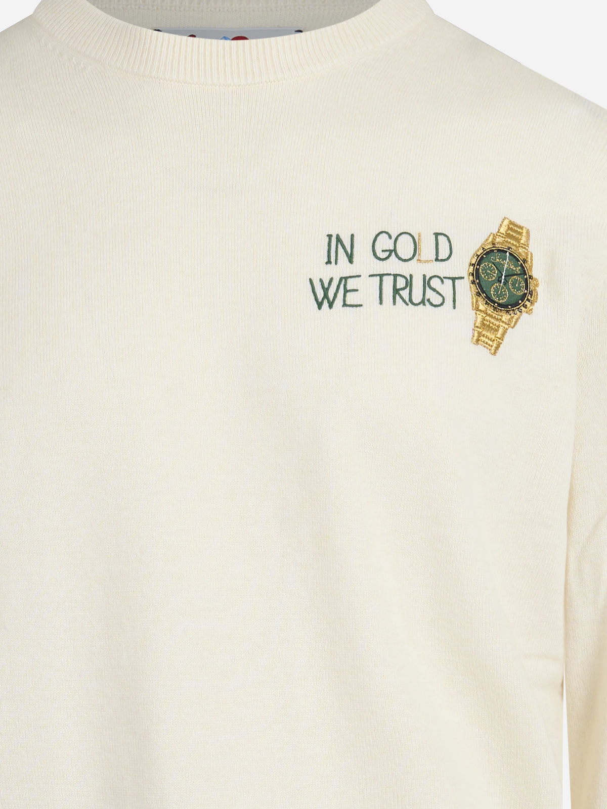 Maglia Heron Light In Gold We Trust bianca - dettaglio del ricamo o della costruzione