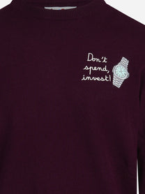 Maglia Heron con ricamo ironico bordeaux - dettaglio del prodotto