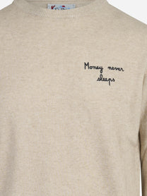 Maglia Heron con scritta ricamata beige - dettaglio del prodotto
