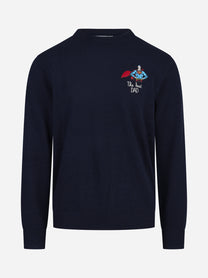 Maglia Heron Light con ricamo blu - vista frontale