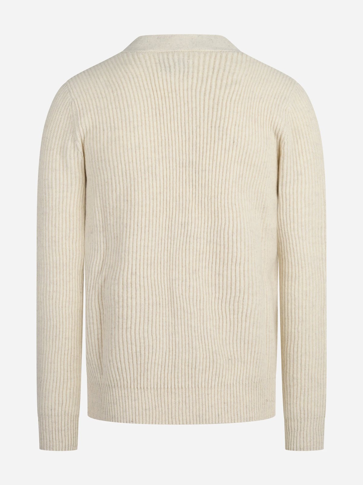 Cardigan Herrison a coste in lana bianco - vista posteriore