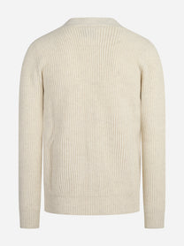 Cardigan Herrison a coste in lana bianco - vista posteriore
