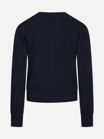 Cardigan Sierra a rombi in misto lana blu - vista posteriore