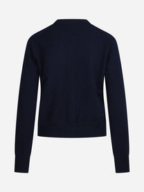Cardigan Sierra in cashmere blu - vista posteriore
