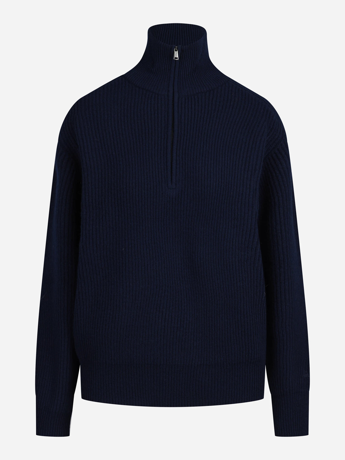 Maglia Isalyn con mezza zip in lana blu - vista frontale