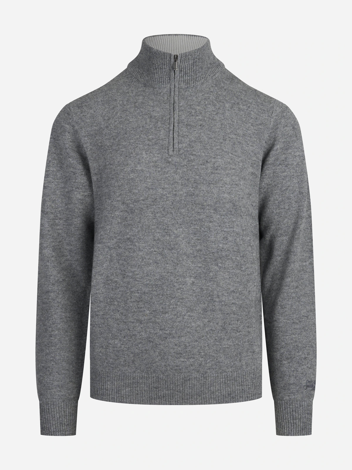 Maglia Jermyn con mezza zip in lana d’agnello grigio - vista frontale