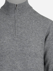 Maglia Jermyn con mezza zip in lana d’agnello grigio - dettaglio del prodotto