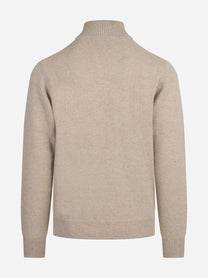 Maglia Jermyn con mezza zip in lana d’agnello beige - vista posteriore