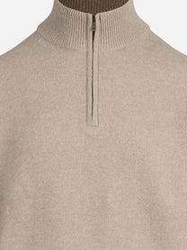 Maglia Jermyn con mezza zip in lana d’agnello beige - dettaglio del prodotto
