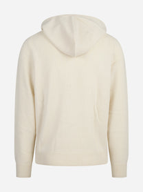 Cardigan Notting con cappuccio in lana d’agnello bianco - vista posteriore