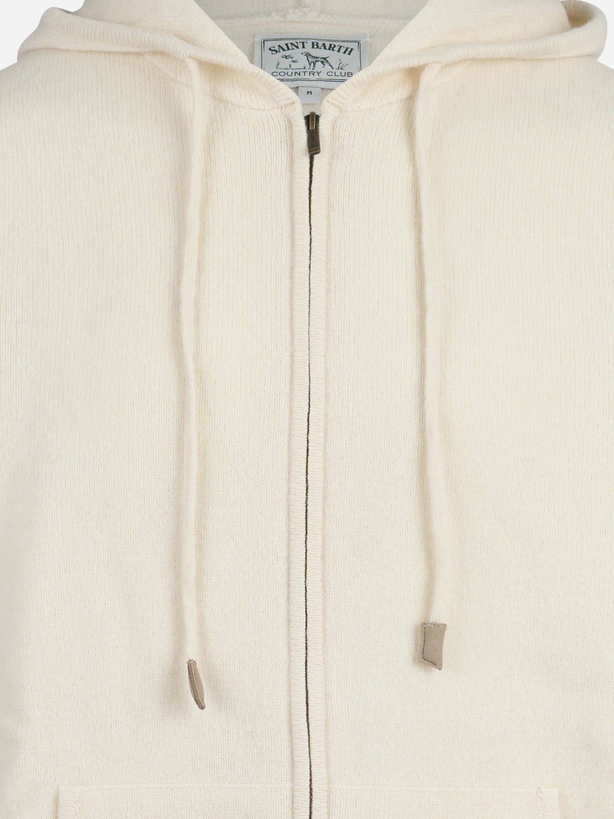 Cardigan Notting con cappuccio in lana d’agnello bianco - dettaglio del prodotto