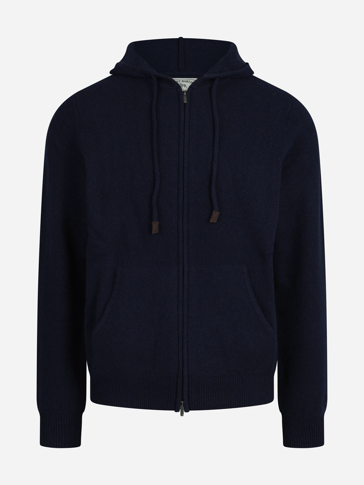 Cardigan Notting con cappuccio in lana d’agnello blu - vista frontale