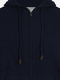 Cardigan Notting con cappuccio in lana d’agnello blu - dettaglio del prodotto