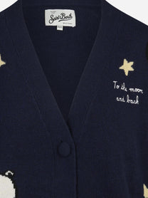 Cardigan Sasi Snoopy To the Moon blu MC2 SAINT BARTH - dettaglio