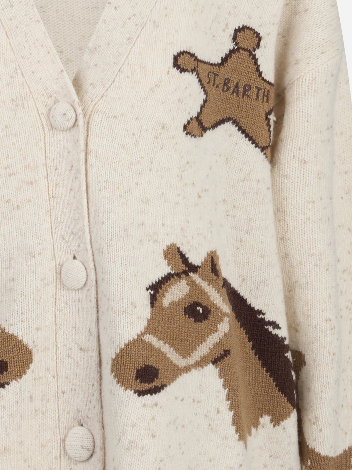 Cardigan Sasi Donegal con motivi western beige - dettaglio