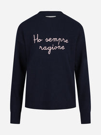 Maglia Tessa con scritta Ho sempre ragione blu - vista frontale