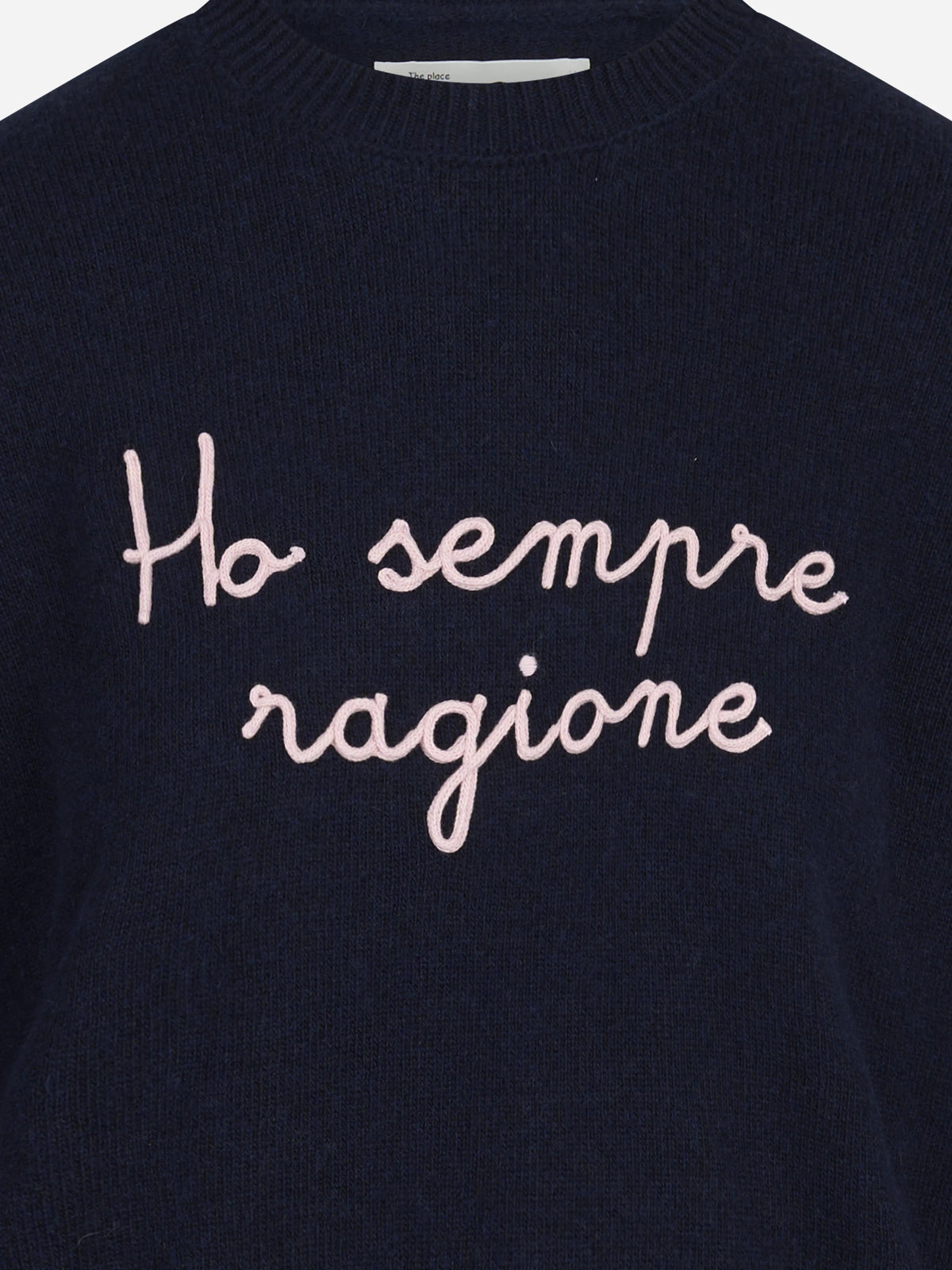 Maglia Tessa con scritta Ho sempre ragione blu - dettaglio