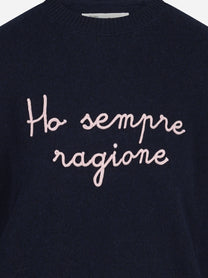 Maglia Tessa con scritta Ho sempre ragione blu - dettaglio