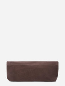 Pochette Maxi in camoscio marrone - vista laterale