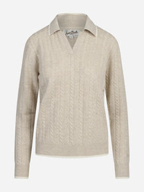 Polo Clichy in lana a trecce beige - vista frontale