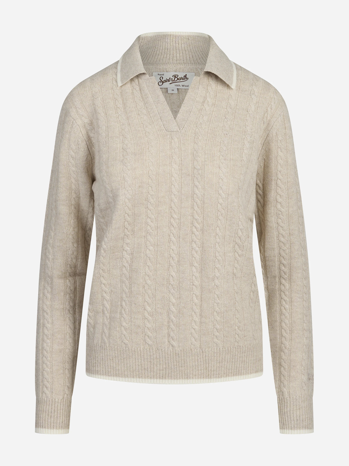 Polo Clichy in lana a trecce beige - vista frontale