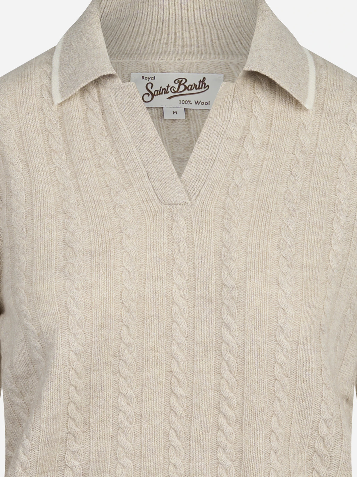 Polo Clichy in lana a trecce beige - dettaglio