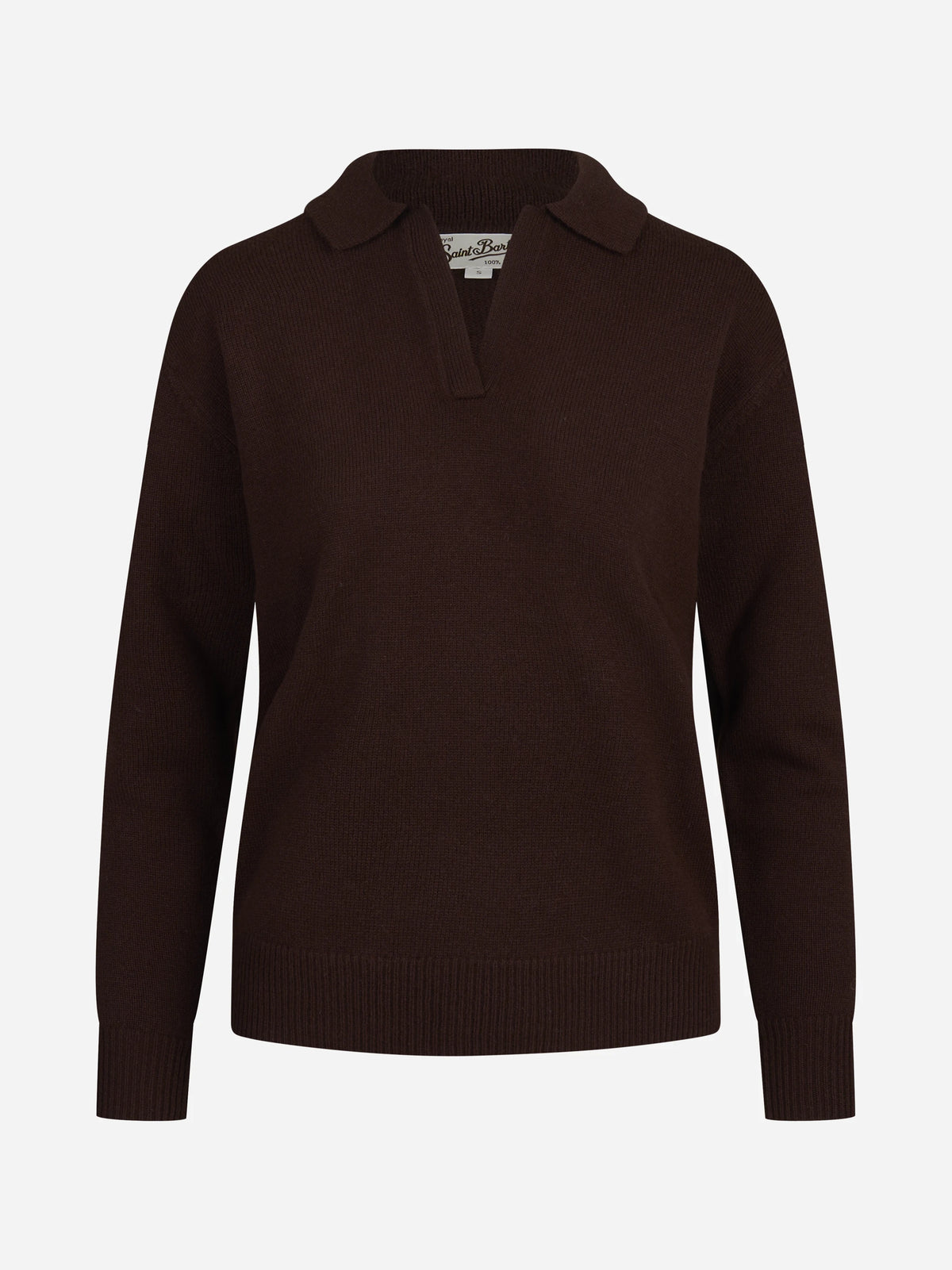 Polo Eze in lana marrone - vista frontale