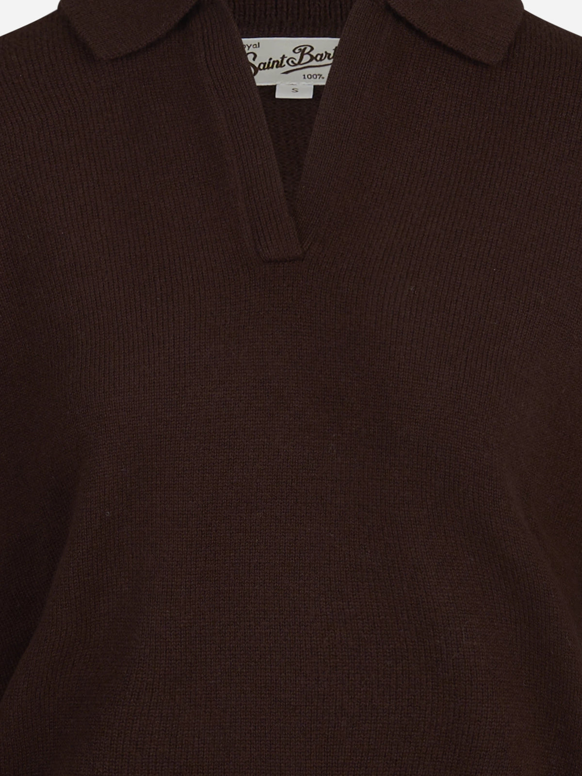Polo Eze in lana marrone - dettaglio