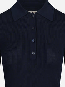 Polo Odell in lana merino a coste blu - dettaglio