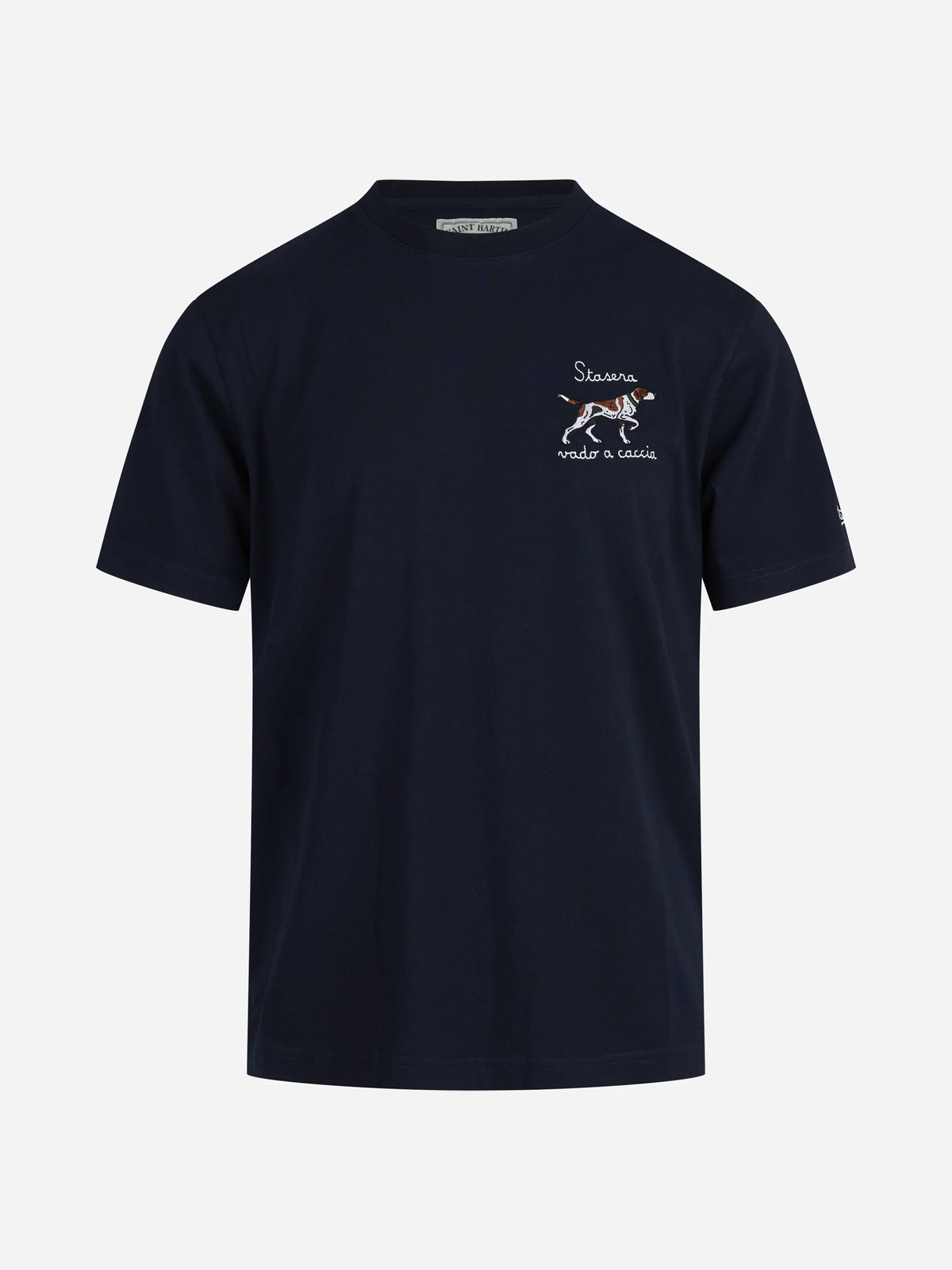 T-shirt Arnott Stasera Vado a Caccia blu - vista frontale