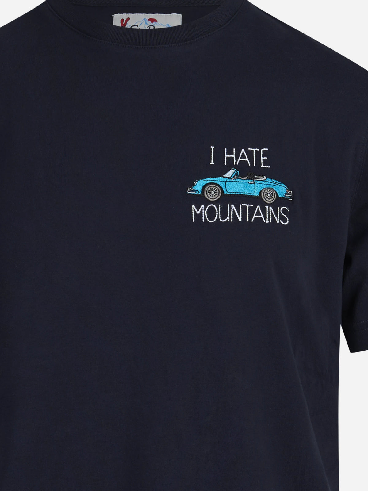 T-shirt Arnott I Hate Mountains blu - dettaglio del ricamo e del tessuto