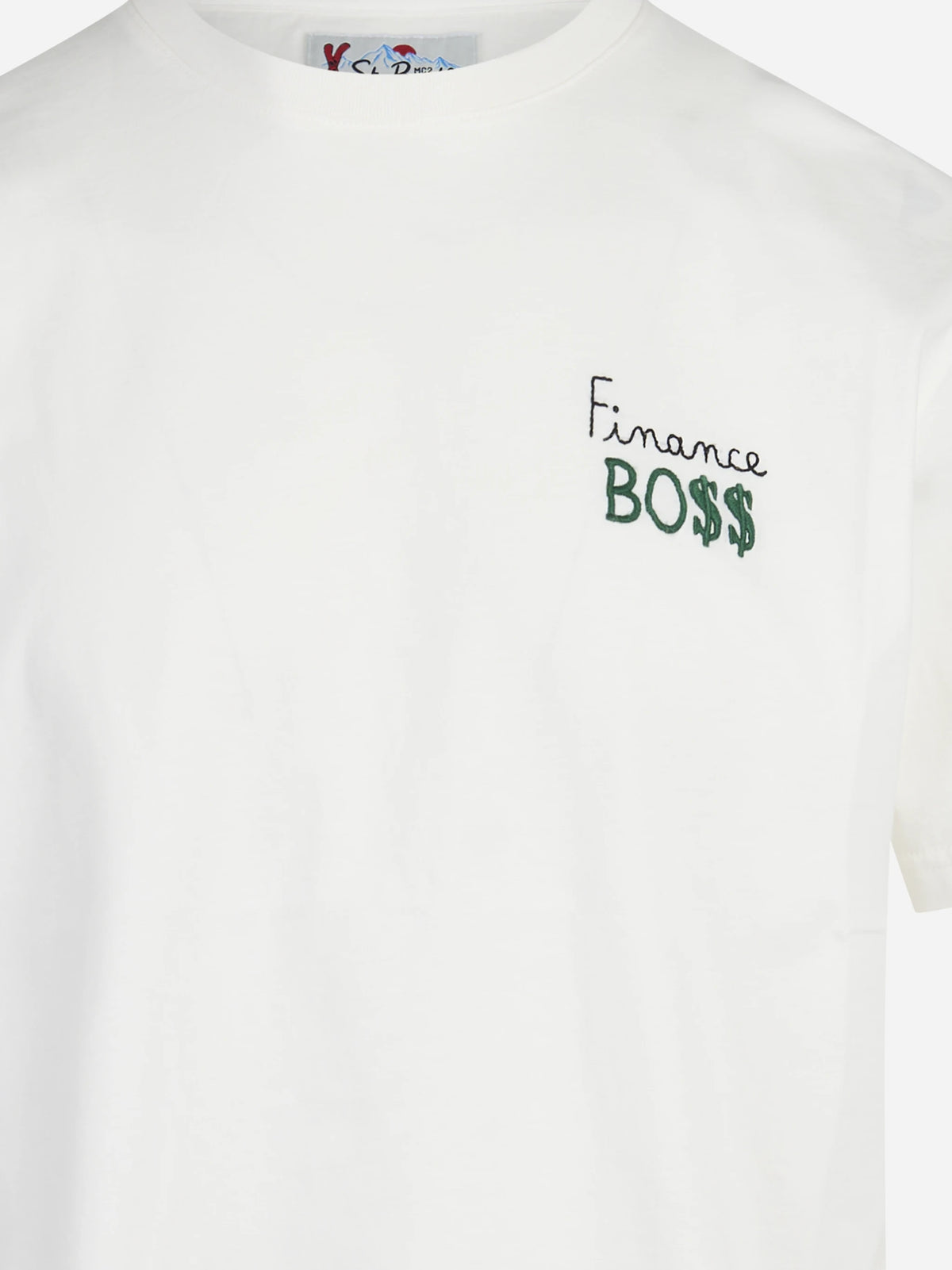 T-shirt Arnott I’m the Boss bianca - dettaglio del ricamo o della costruzione