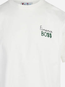 T-shirt Arnott I’m the Boss bianca - dettaglio del ricamo o della costruzione