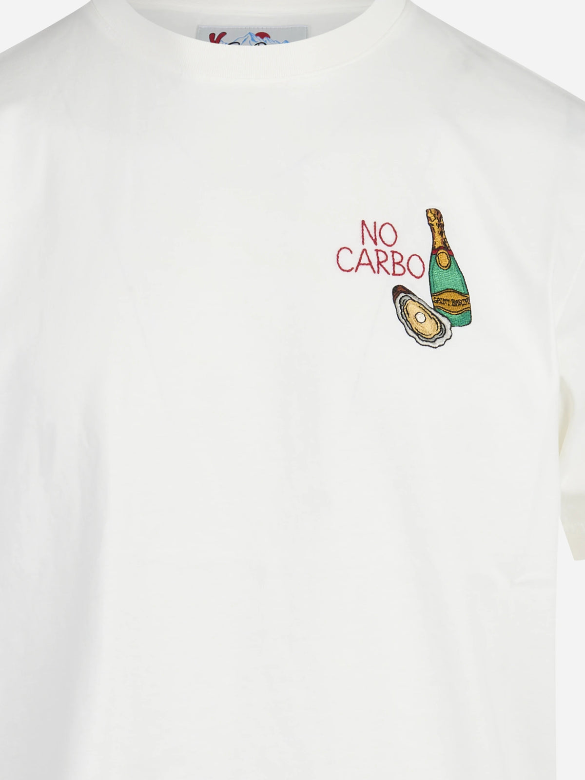 T-shirt Arnott No Carbo bianca - dettaglio del ricamo o della costruzione