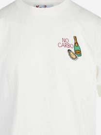T-shirt Arnott No Carbo bianca - dettaglio del ricamo o della costruzione