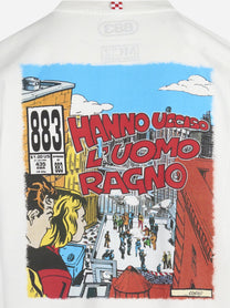 T-shirt Arnott L’Uomo Ragno bianca - dettaglio del ricamo o della costruzione