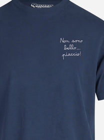 T-shirt Arnott Warm con ricamo blu - dettaglio del ricamo e del tessuto