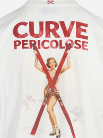 T-shirt Arnott Warm Curve Pericolose bianca - dettaglio del ricamo o della costruzione