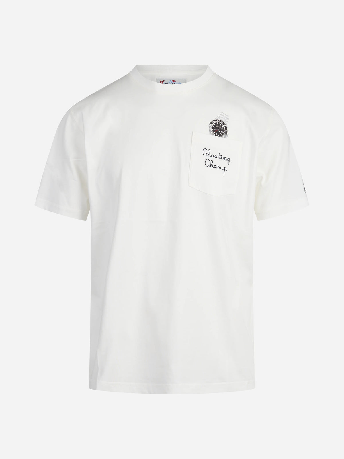 T-shirt Connor con taschino e ricamo bianca - vista frontale